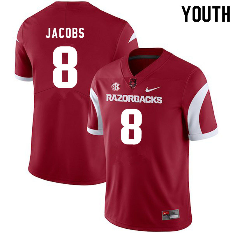 Youth #8 Jerry Jacobs Arkansas Razorbacks College Football Jerseys Sale-Cardinal - Click Image to Close